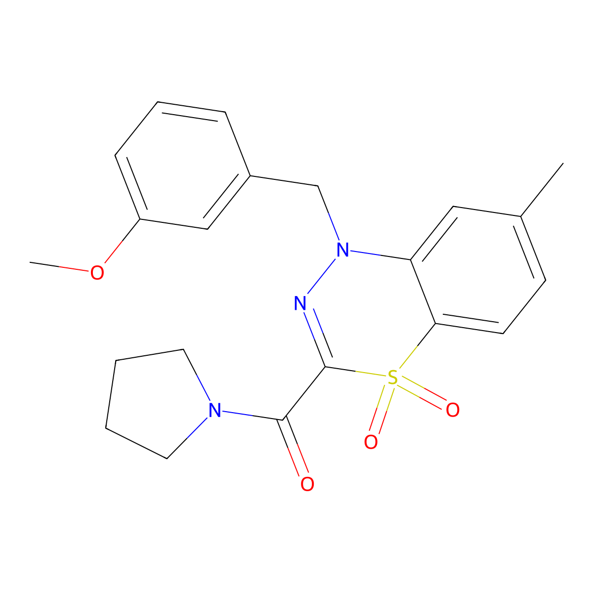 [1-[(3-Methoxyphenyl)methyl]-7-methyl-4,4-dioxo-4lambda6,1,2-benzothiadiazin-3-yl]-pyrrolidin-1-ylmethanone molecular structure, CAS 1251634-99-7