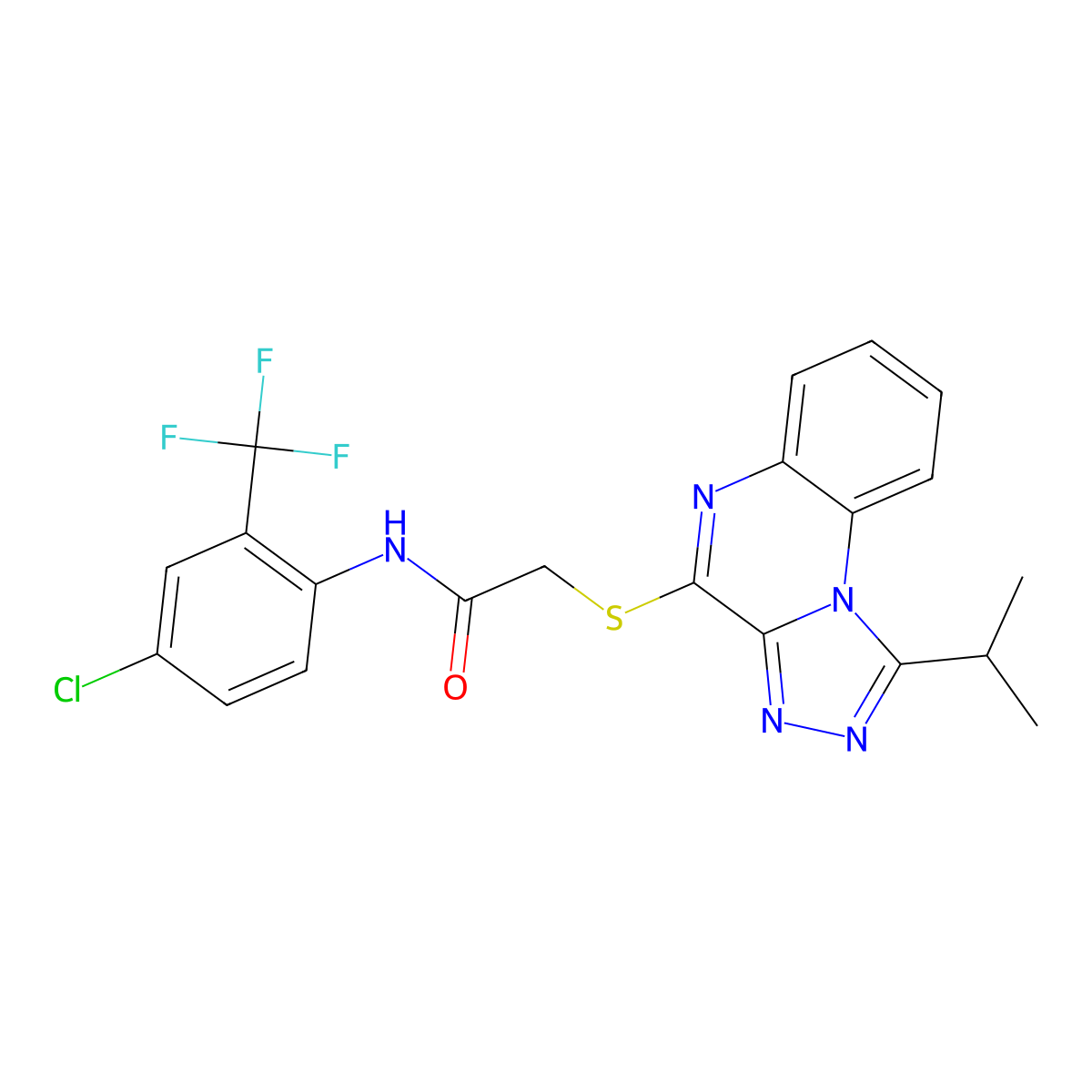 N-(4-chloro-2-(trifluoromethyl)phenyl)-2-((1-isopropyl-[1,2,4]triazolo[4,3-a]quinoxalin-4-yl)thio)acetamide molecular structure, CAS 1251635-02-5