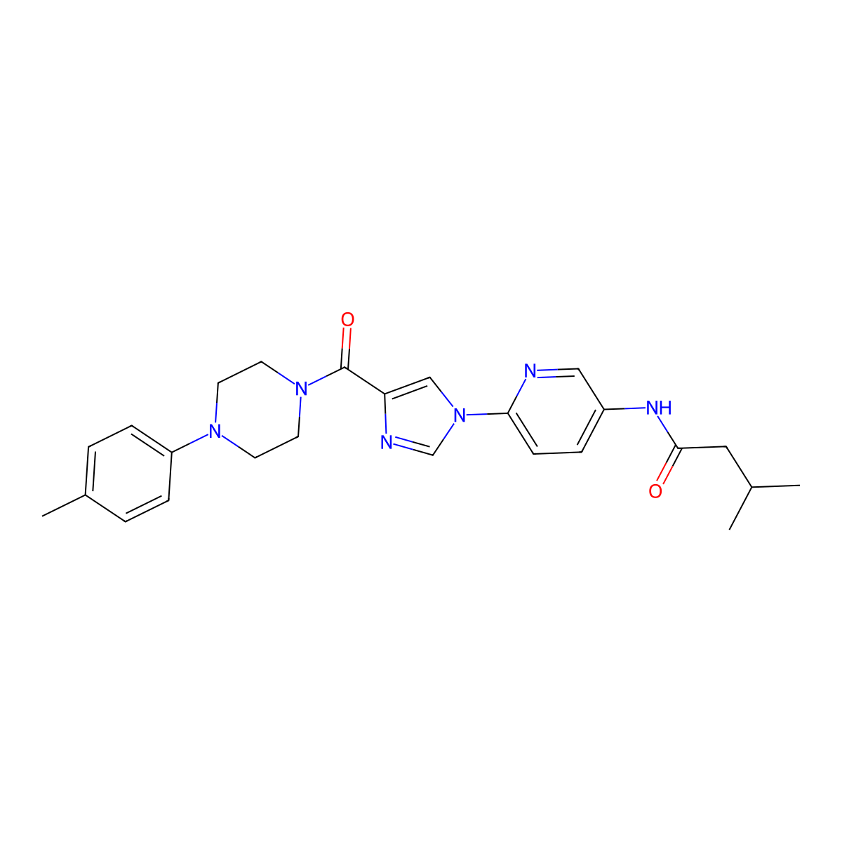 3-methyl-N-(6-{4-[4-(4-methylphenyl)piperazine-1-carbonyl]-1H-imidazol-1-yl}pyridin-3-yl)butanamide molecular structure, CAS 1251635-04-7