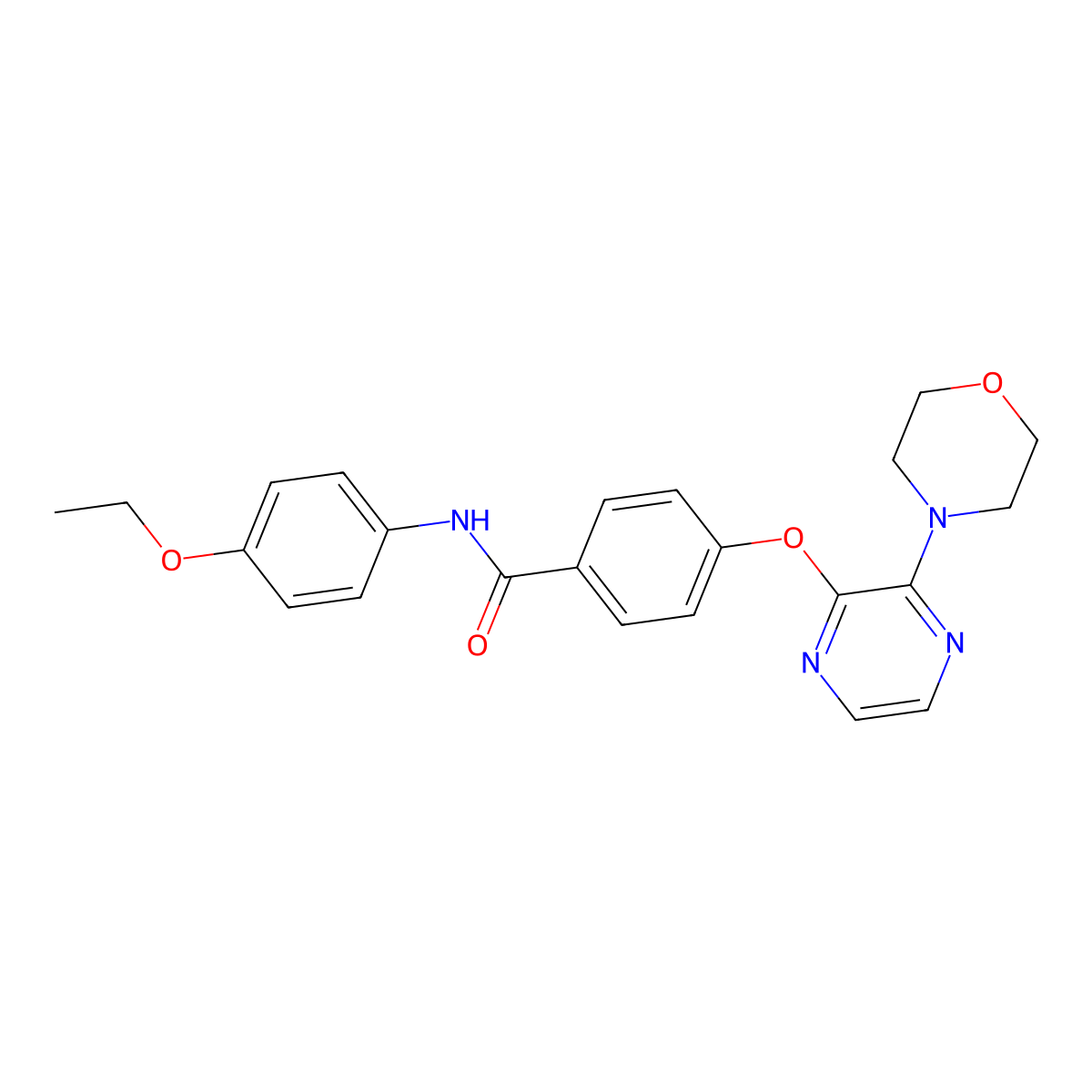 N-(4-ethoxyphenyl)-4-[(3-morpholin-4-ylpyrazin-2-yl)oxy]benzamide molecular structure, CAS 1251635-06-9