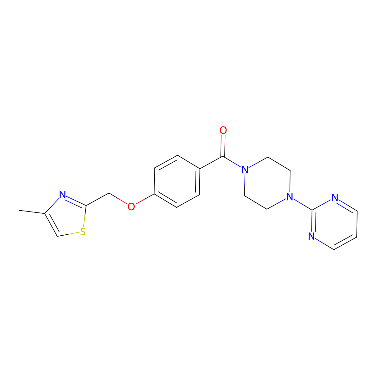 (4-((4-Methylthiazol-2-yl)methoxy)phenyl)(4-(pyrimidin-2-yl)piperazin-1-yl)methanone molecular structure, CAS 1251635-09-2
