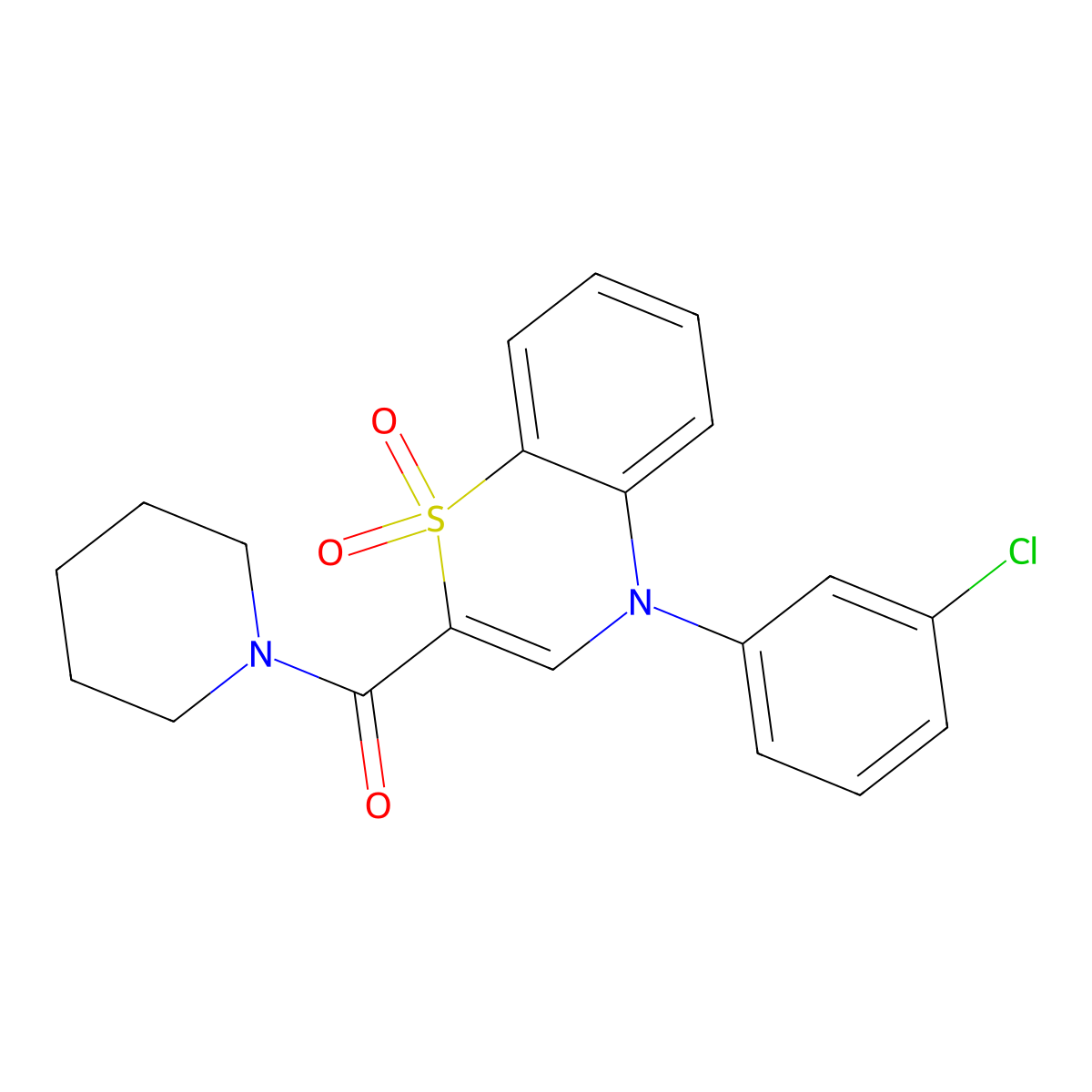 4-(3-chlorophenyl)-2-(piperidin-1-ylcarbonyl)-4H-1,4-benzothiazine 1,1-dioxide molecular structure, CAS 1251635-11-6