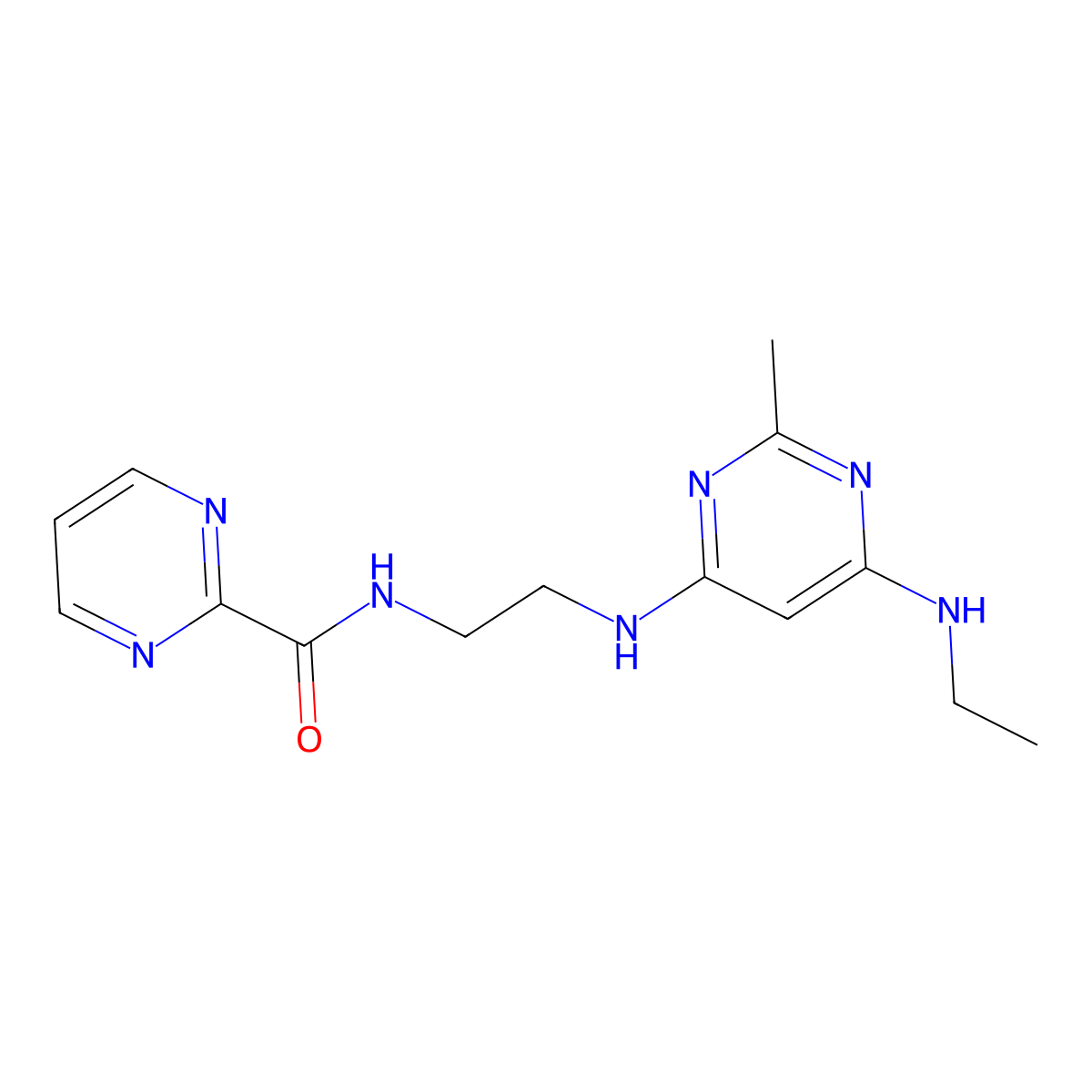 N-(2-{[6-(ethylamino)-2-methylpyrimidin-4-yl]amino}ethyl)pyrimidine-2-carboxamide molecular structure, CAS 1251635-14-9