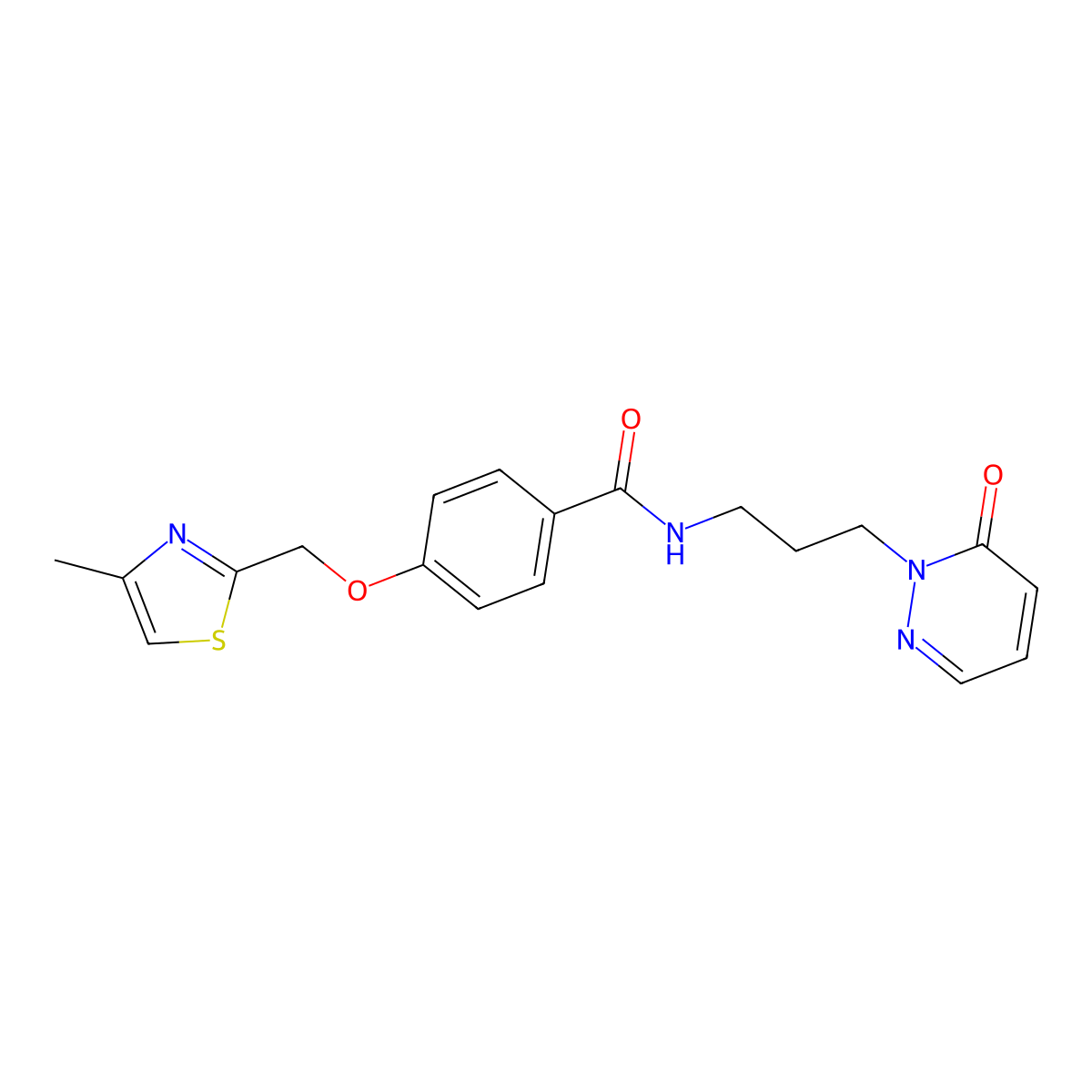 4-((4-methylthiazol-2-yl)methoxy)-N-(3-(6-oxopyridazin-1(6H)-yl)propyl)benzamide molecular structure, CAS 1251635-15-0