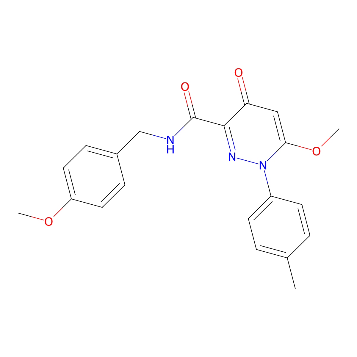 6-methoxy-N-[(4-methoxyphenyl)methyl]-1-(4-methylphenyl)-4-oxo-1,4-dihydropyridazine-3-carboxamide molecular structure, CAS 1251635-16-1