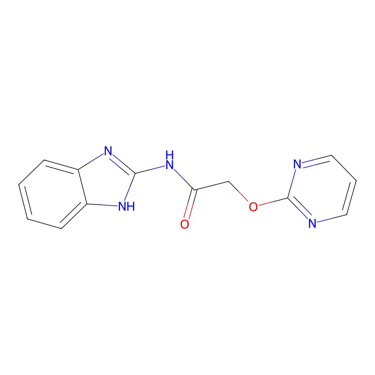 N-(1H-benzo[d]imidazol-2-yl)-2-(pyrimidin-2-yloxy)acetamide molecular structure, CAS 1251635-26-3