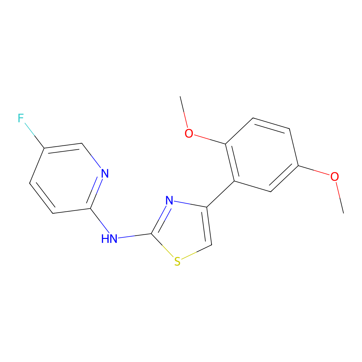 4-(2,5-dimethoxyphenyl)-N-(5-fluoropyridin-2-yl)thiazol-2-amine molecular structure, CAS 1251635-29-6