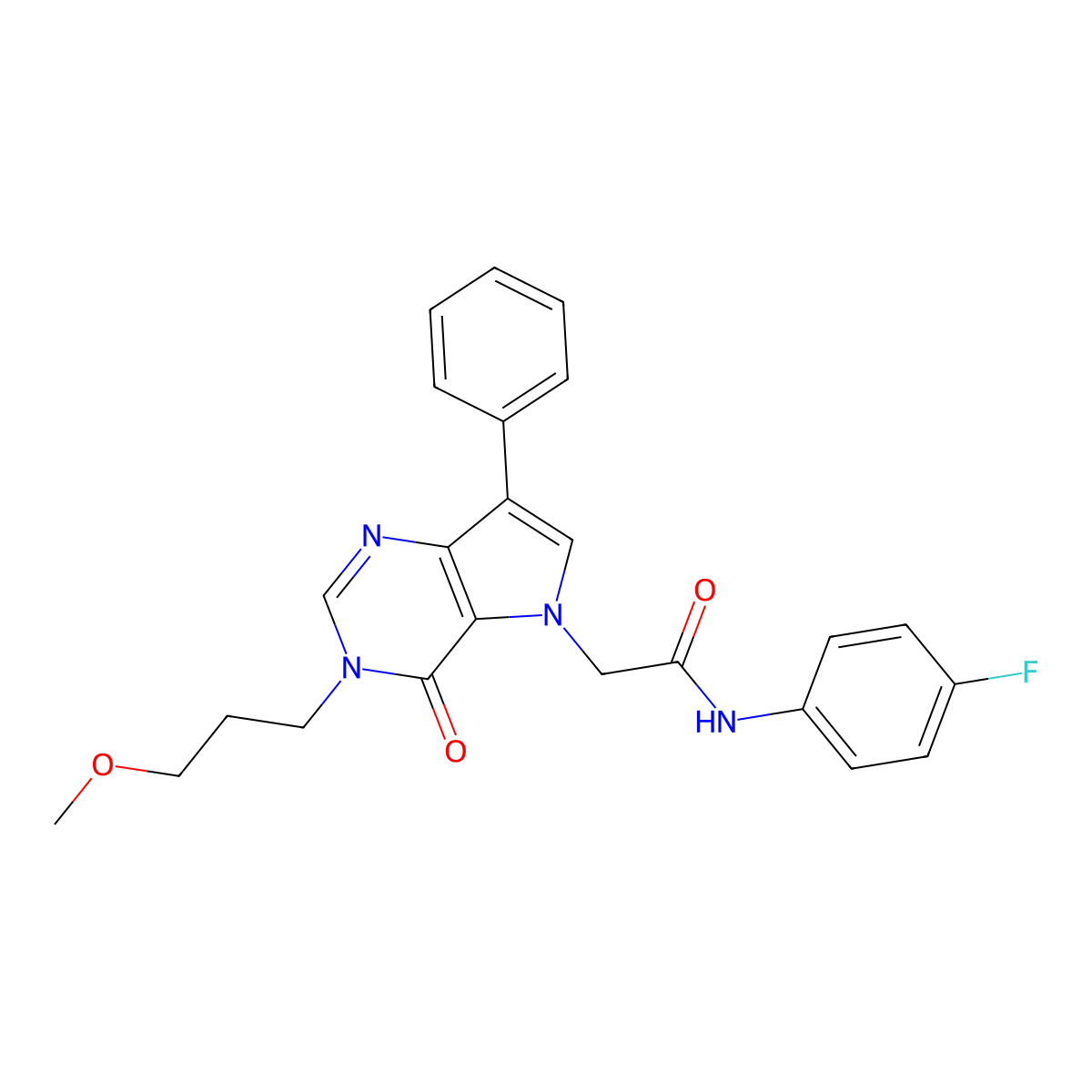 N-(4-fluorophenyl)-2-[3-(3-methoxypropyl)-4-oxo-7-phenyl-3,4-dihydro-5H-pyrrolo[3,2-d]pyrimidin-5-yl]acetamide molecular structure, CAS 1251635-31-0
