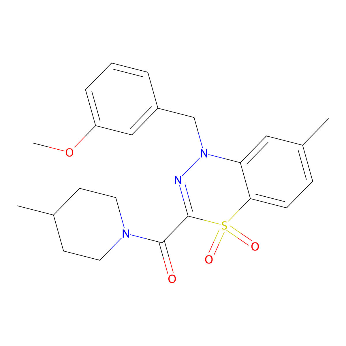 1-[(3-methoxyphenyl)methyl]-7-methyl-3-(4-methylpiperidine-1-carbonyl)-1H-4lambda6,1,2-benzothiadiazine-4,4-dione molecular structure, CAS 1251635-34-3