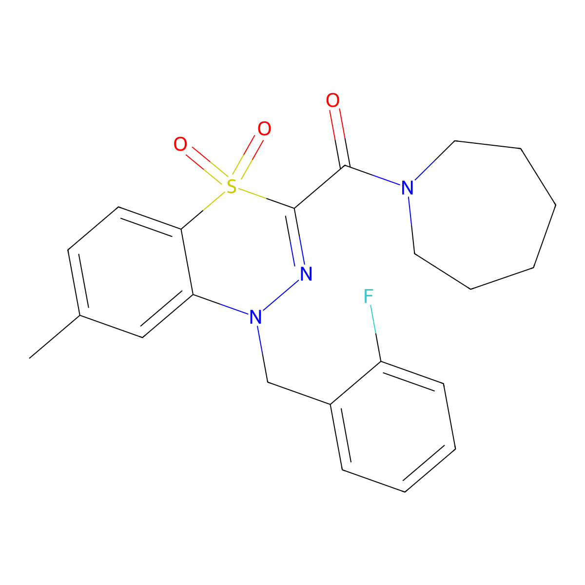 3-(azepane-1-carbonyl)-1-[(2-fluorophenyl)methyl]-7-methyl-1H-4lambda6,1,2-benzothiadiazine-4,4-dione molecular structure, CAS 1251635-41-2