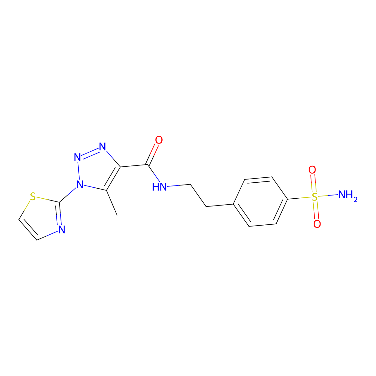 5-methyl-N-(4-sulfamoylphenethyl)-1-(thiazol-2-yl)-1H-1,2,3-triazole-4-carboxamide molecular structure, CAS 1251635-52-5