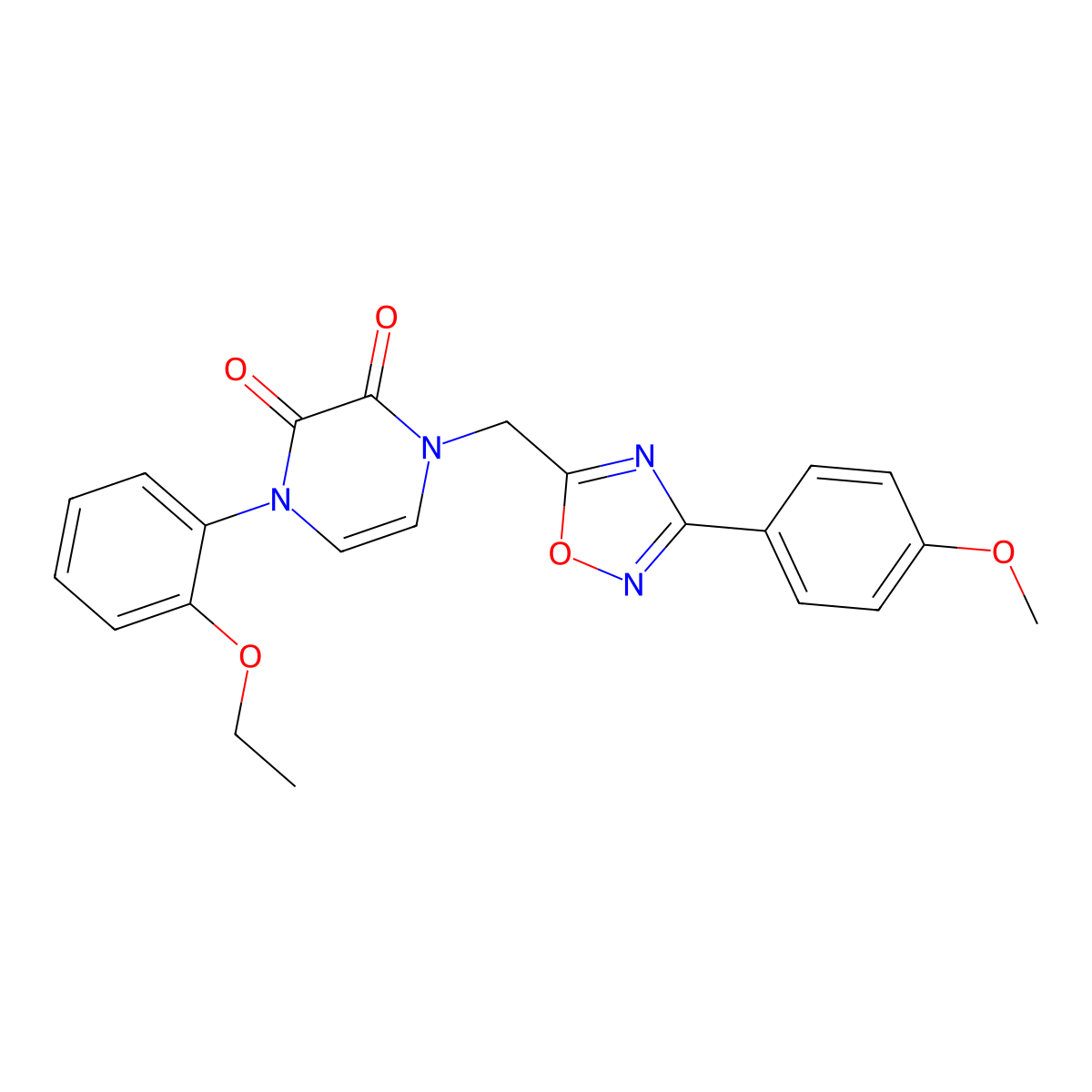 1-(2-ethoxyphenyl)-4-((3-(4-methoxyphenyl)-1,2,4-oxadiazol-5-yl)methyl)pyrazine-2,3(1H,4H)-dione molecular structure, CAS 1251635-69-4