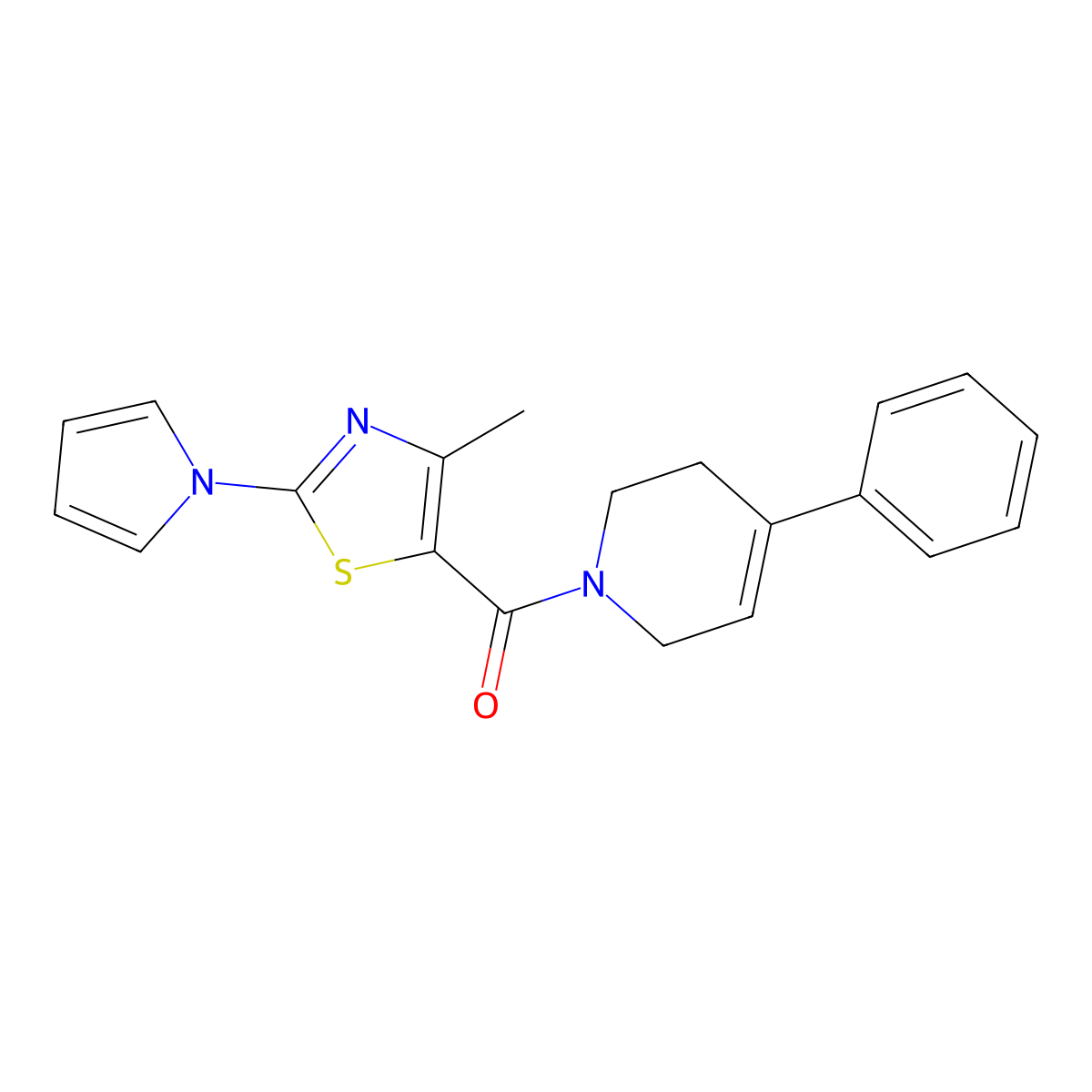 (4-methyl-2-(1H-pyrrol-1-yl)thiazol-5-yl)(4-phenyl-5,6-dihydropyridin-1(2H)-yl)methanone molecular structure, CAS 1251635-75-2