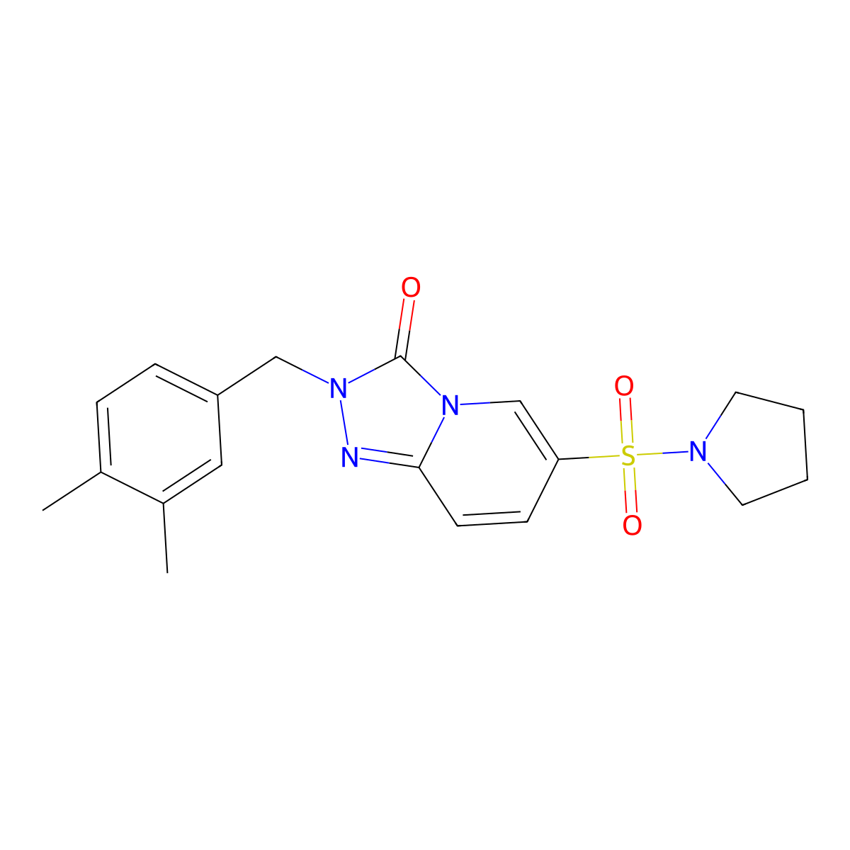 2-[(3,4-dimethylphenyl)methyl]-6-(pyrrolidine-1-sulfonyl)-2H,3H-[1,2,4]triazolo[4,3-a]pyridin-3-one molecular structure, CAS 1251635-79-6