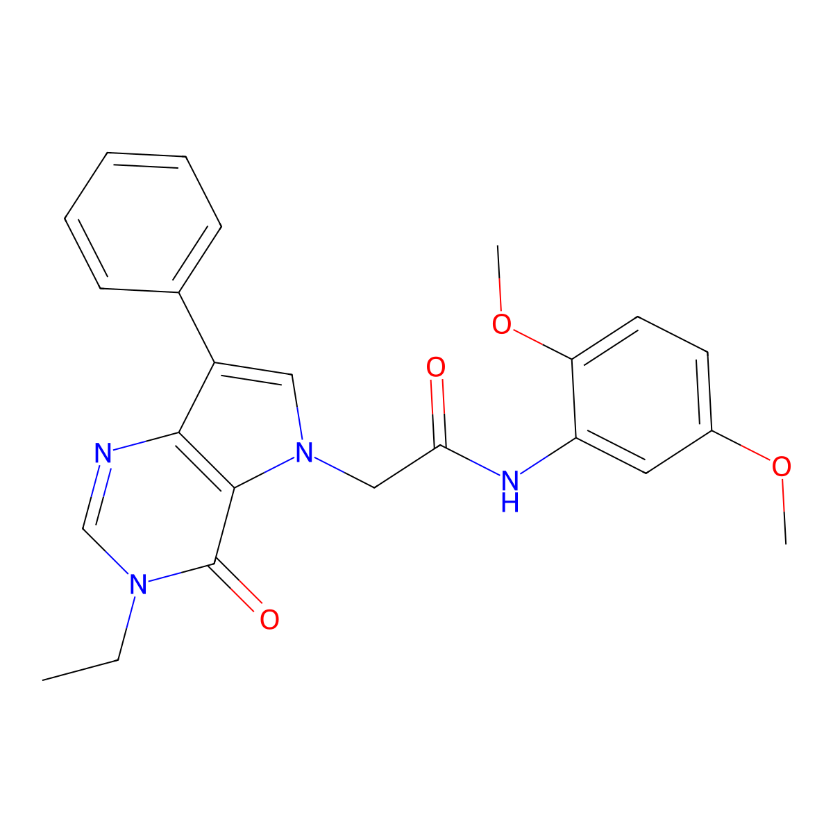 N-(2,5-dimethoxyphenyl)-2-(3-ethyl-4-oxo-7-phenyl-3,4-dihydro-5H-pyrrolo[3,2-d]pyrimidin-5-yl)acetamide molecular structure, CAS 1251635-83-2