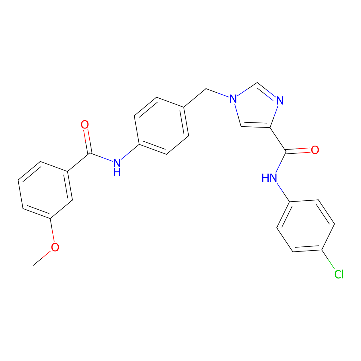 N-(4-chlorophenyl)-1-(4-(3-methoxybenzamido)benzyl)-1H-imidazole-4-carboxamide molecular structure, CAS 1251636-39-1