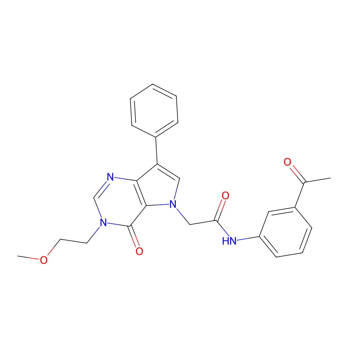 N-(3-acetylphenyl)-2-[3-(2-methoxyethyl)-4-oxo-7-phenyl-3,4-dihydro-5H-pyrrolo[3,2-d]pyrimidin-5-yl]acetamide molecular structure, CAS 1251636-41-5