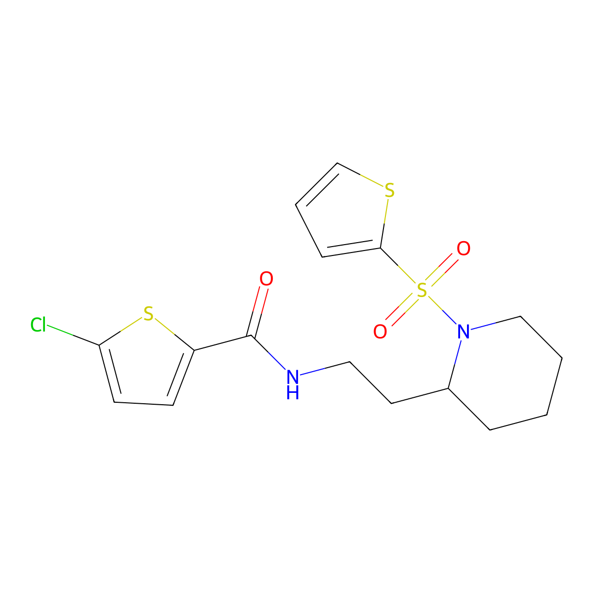 5-chloro-N-(2-(1-(thiophen-2-ylsulfonyl)piperidin-2-yl)ethyl)thiophene-2-carboxamide molecular structure, CAS 1251636-43-7
