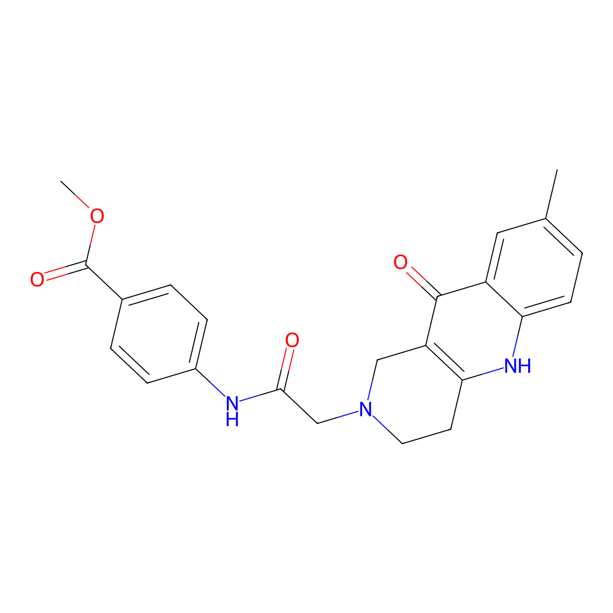 methyl 4-(2-(8-methyl-10-oxo-3,4-dihydrobenzo[b][1,6]naphthyridin-2(1H,5H,10H)-yl)acetamido)benzoate molecular structure, CAS 1251636-45-9