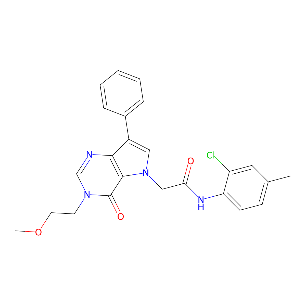 N-(2-chloro-4-methylphenyl)-2-[3-(2-methoxyethyl)-4-oxo-7-phenyl-3,4-dihydro-5H-pyrrolo[3,2-d]pyrimidin-5-yl]acetamide molecular structure, CAS 1251637-61-2
