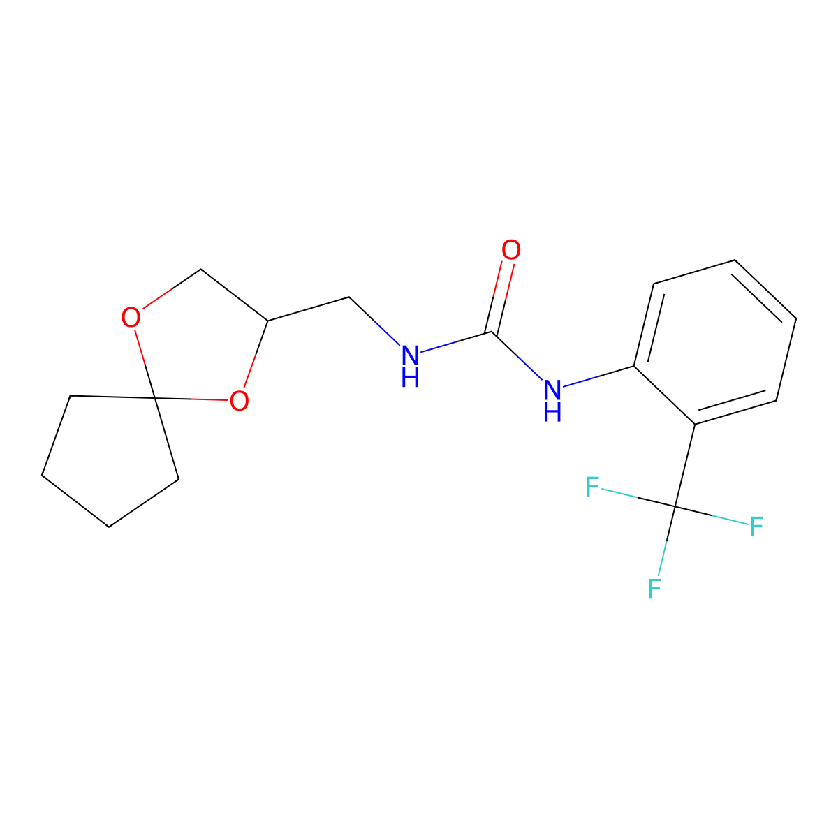 1-(1,4-Dioxaspiro[4.4]nonan-2-ylmethyl)-3-(2-(trifluoromethyl)phenyl)urea molecular structure, CAS 1251638-07-9