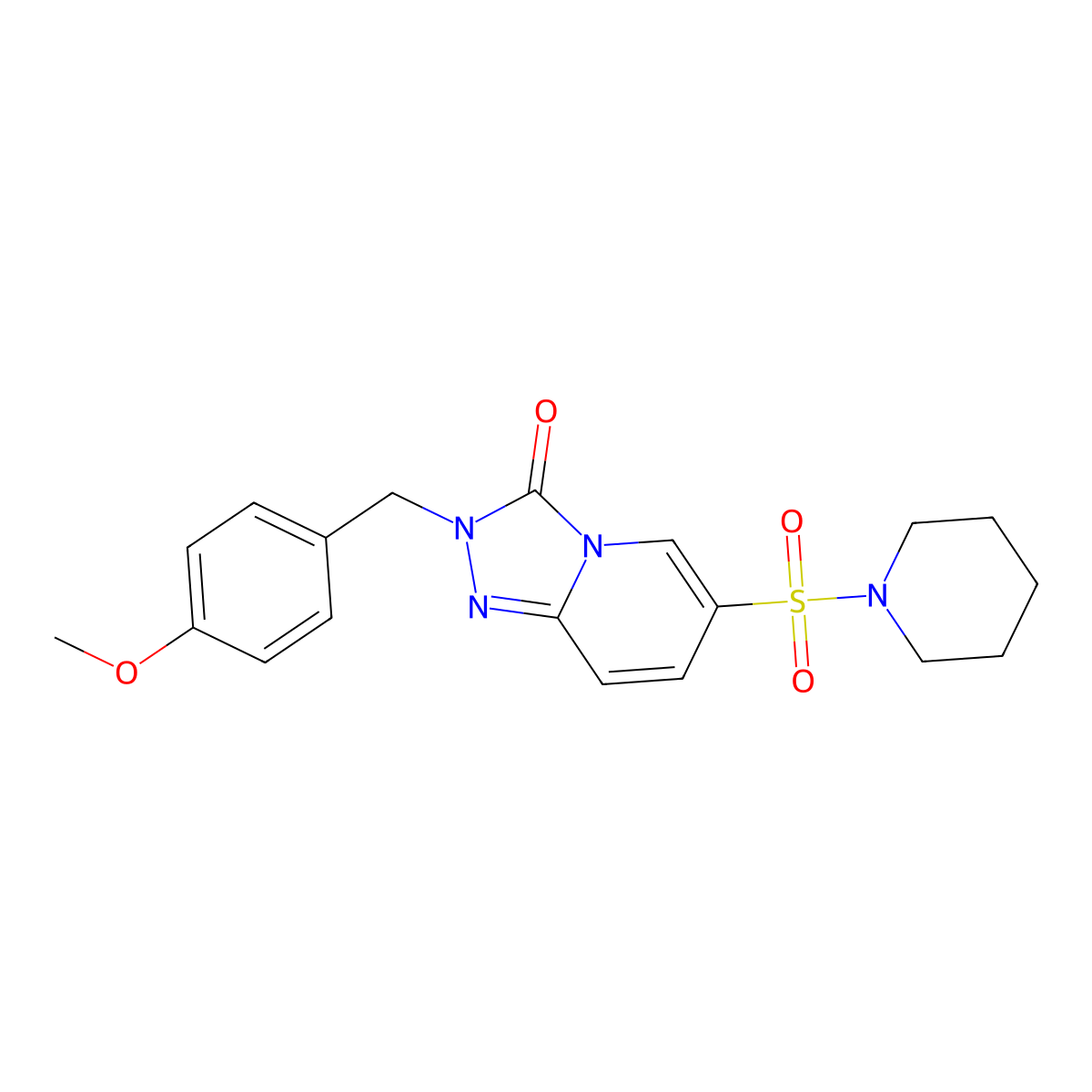 2-(4-methoxybenzyl)-6-(piperidin-1-ylsulfonyl)[1,2,4]triazolo[4,3-a]pyridin-3(2H)-one molecular structure, CAS 1251638-69-3