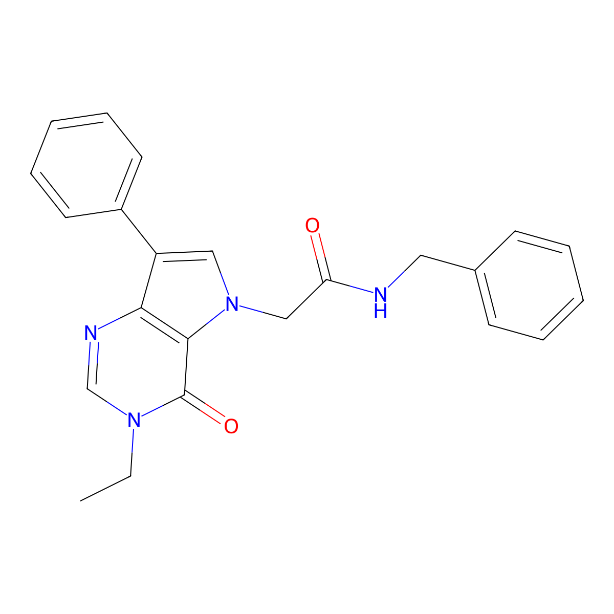 N-benzyl-2-(3-ethyl-4-oxo-7-phenyl-3,4-dihydro-5H-pyrrolo[3,2-d]pyrimidin-5-yl)acetamide molecular structure, CAS 1251638-87-5