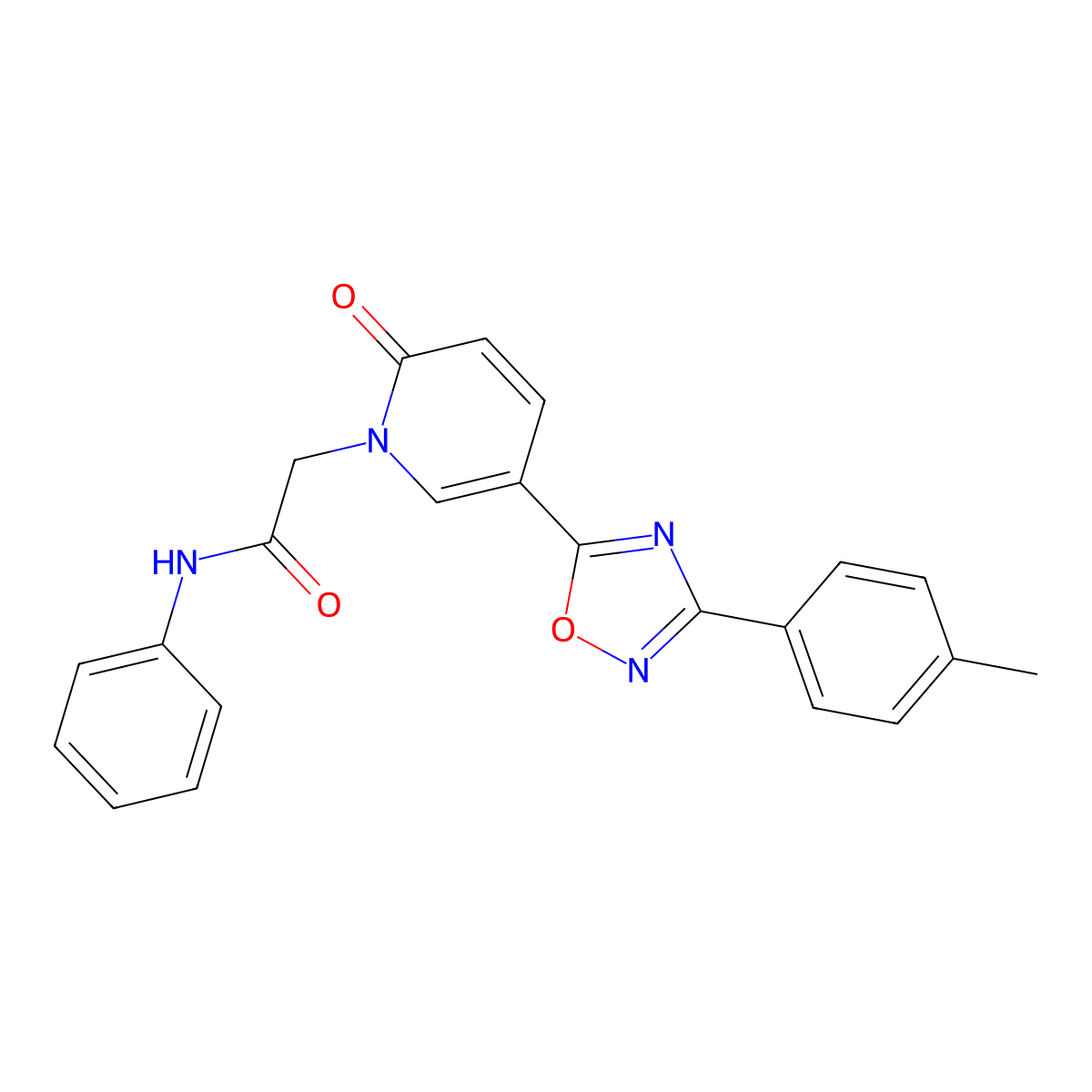 2-(2-oxo-5-(3-(p-tolyl)-1,2,4-oxadiazol-5-yl)pyridin-1(2H)-yl)-N-phenylacetamide molecular structure, CAS 1251639-52-7