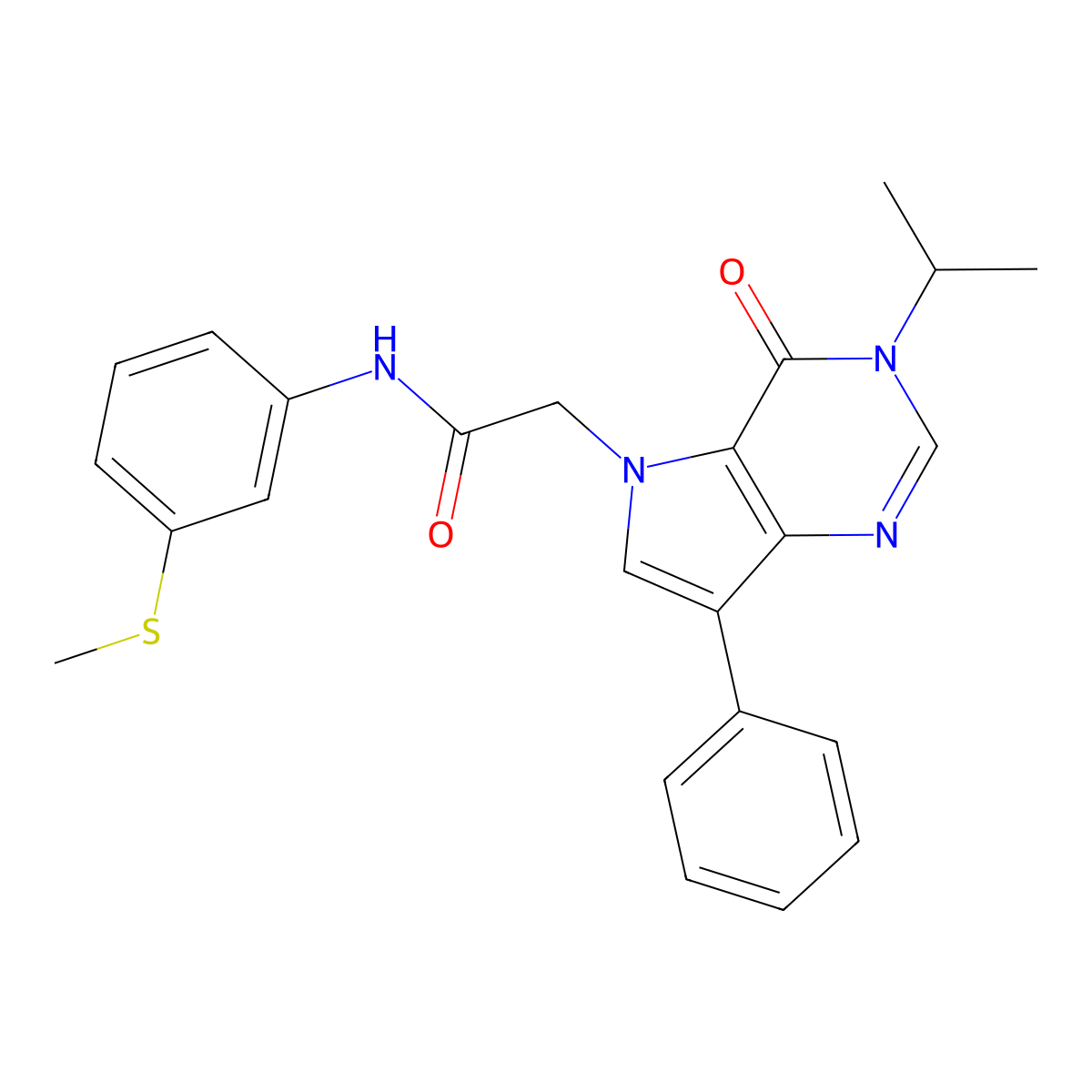 N-[3-(methylsulfanyl)phenyl]-2-[4-oxo-7-phenyl-3-(propan-2-yl)-3,4-dihydro-5H-pyrrolo[3,2-d]pyrimidin-5-yl]acetamide molecular structure, CAS 1251639-66-3