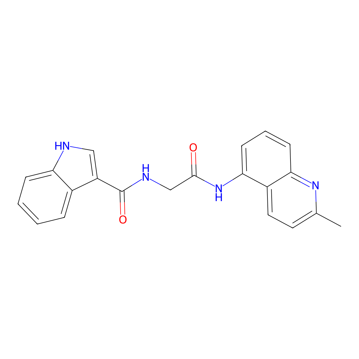N-(2-((2-methylquinolin-5-yl)amino)-2-oxoethyl)-1H-indole-3-carboxamide molecular structure, CAS 1251639-83-4