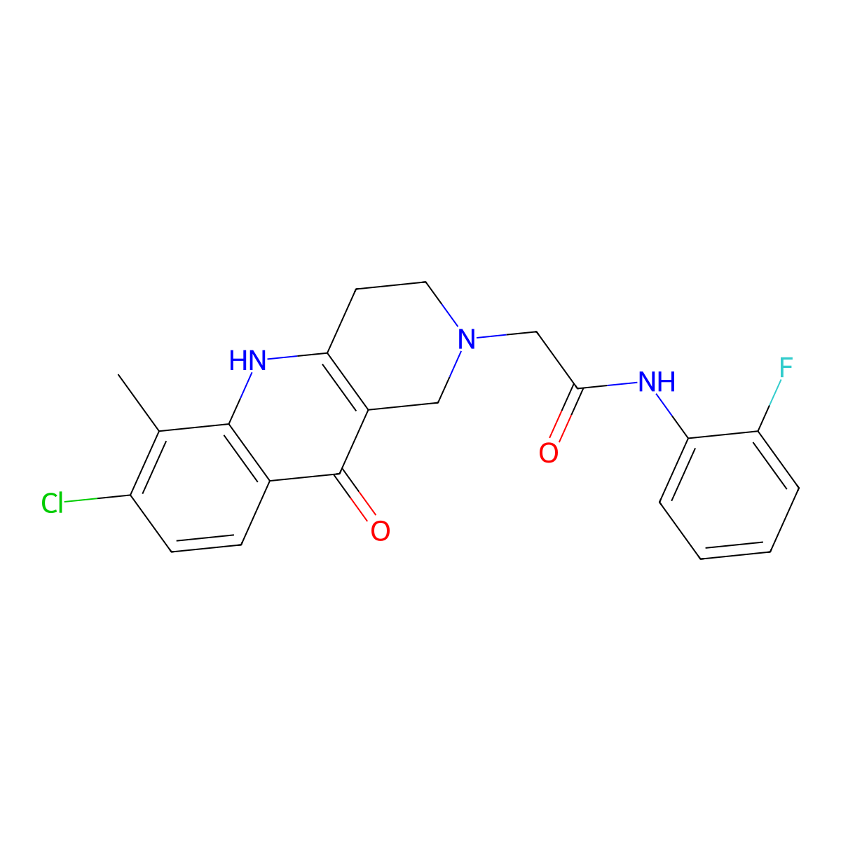 2-(7-chloro-6-methyl-10-oxo-3,4-dihydrobenzo[b][1,6]naphthyridin-2(1H,5H,10H)-yl)-N-(2-fluorophenyl)acetamide molecular structure, CAS 1251640-48-8