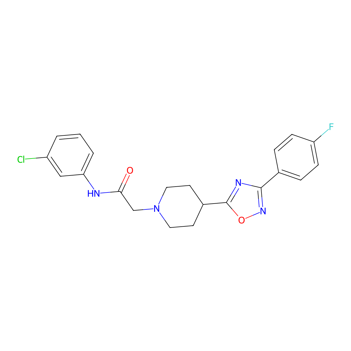 N-(3-chlorophenyl)-2-(4-(3-(4-fluorophenyl)-1,2,4-oxadiazol-5-yl)piperidin-1-yl)acetamide molecular structure, CAS 1251640-84-2