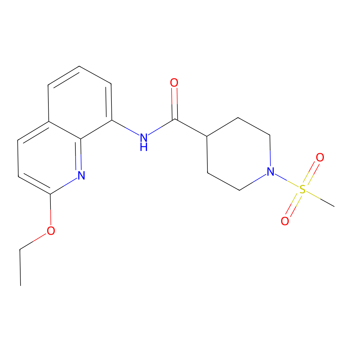 N-(2-ethoxyquinolin-8-yl)-1-(methylsulfonyl)piperidine-4-carboxamide molecular structure, CAS 1251640-88-6