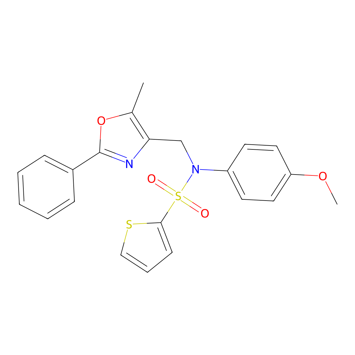 N-(4-methoxyphenyl)-N-[(5-methyl-2-phenyl-1,3-oxazol-4-yl)methyl]thiophene-2-sulfonamide molecular structure, CAS 1251641-01-6