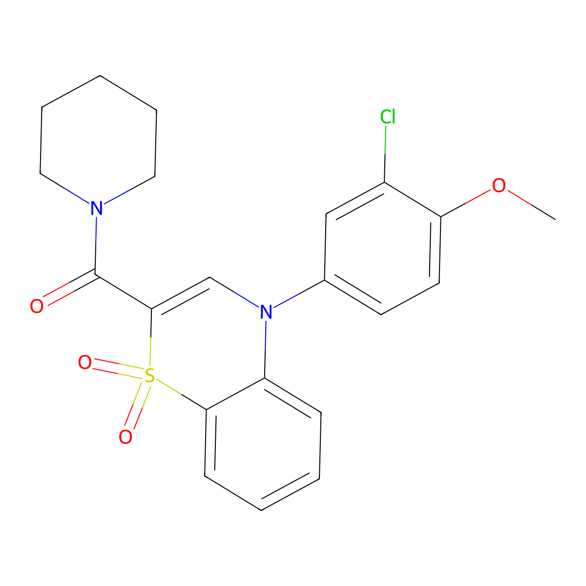 4-(3-chloro-4-methoxyphenyl)-2-(piperidine-1-carbonyl)-4H-1lambda6,4-benzothiazine-1,1-dione molecular structure, CAS 1251642-02-0