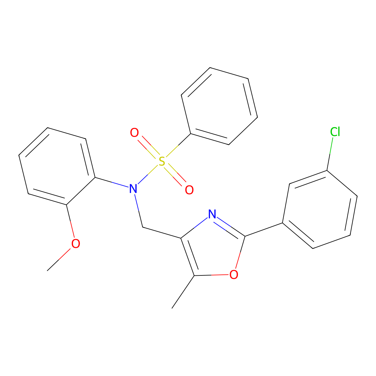 N-{[2-(3-chlorophenyl)-5-methyl-1,3-oxazol-4-yl]methyl}-N-(2-methoxyphenyl)benzenesulfonamide molecular structure, CAS 1251643-08-9