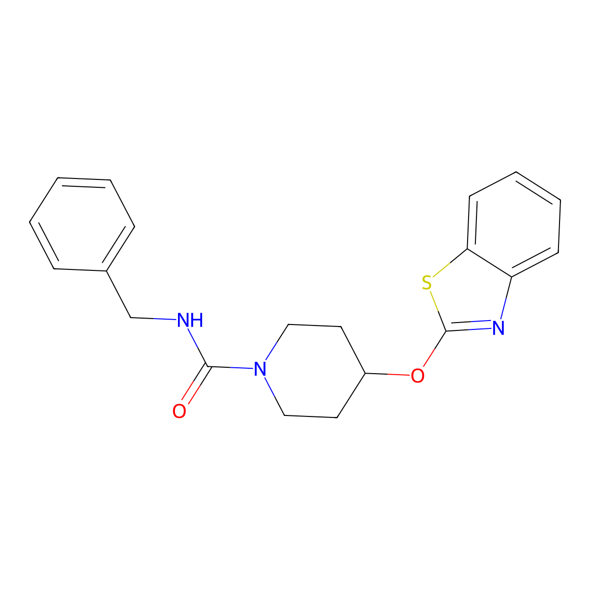 4-(benzo[d]thiazol-2-yloxy)-N-benzylpiperidine-1-carboxamide molecular structure, CAS 1251643-88-5
