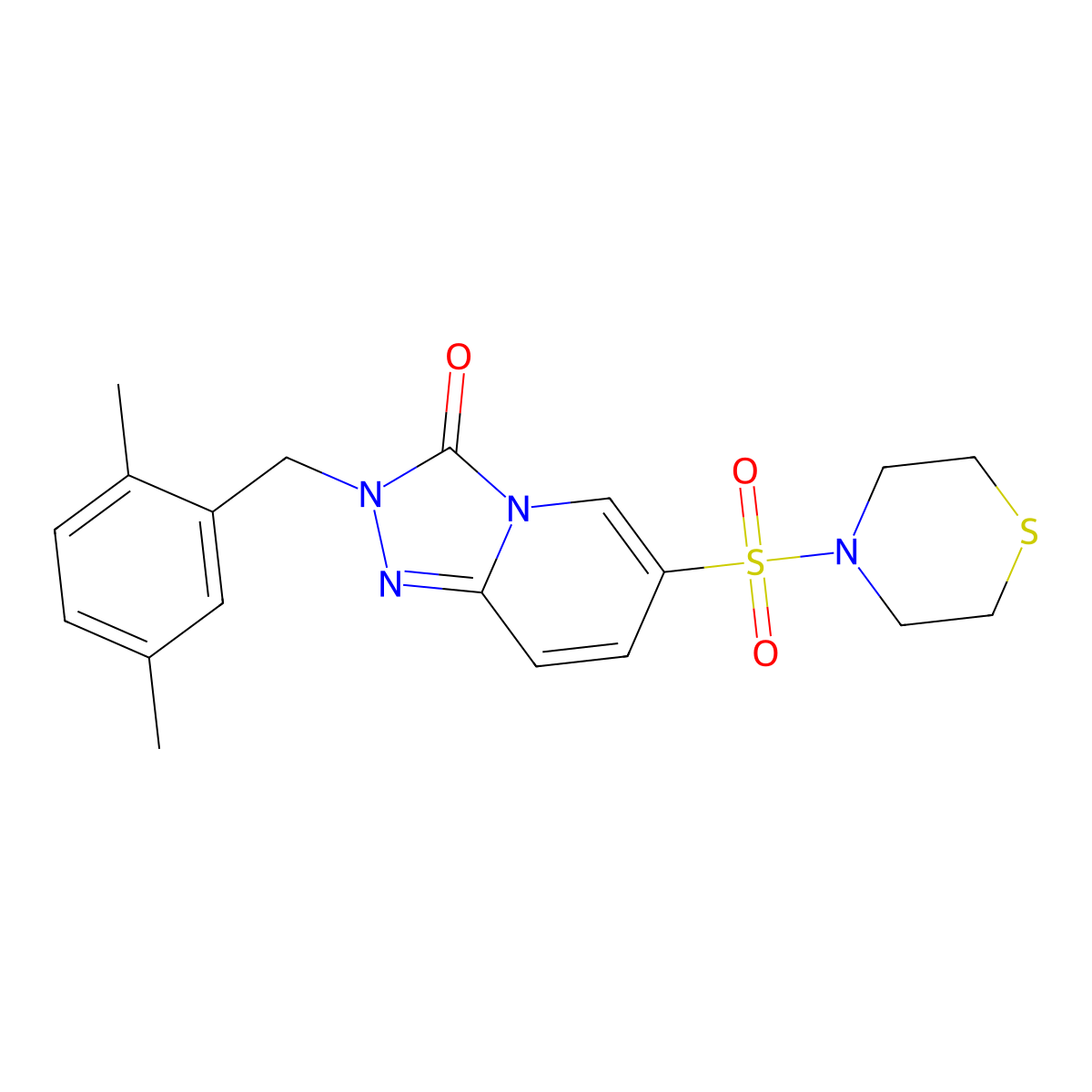 2-(2,5-dimethylbenzyl)-6-(thiomorpholinosulfonyl)-[1,2,4]triazolo[4,3-a]pyridin-3(2H)-one molecular structure, CAS 1251645-09-6