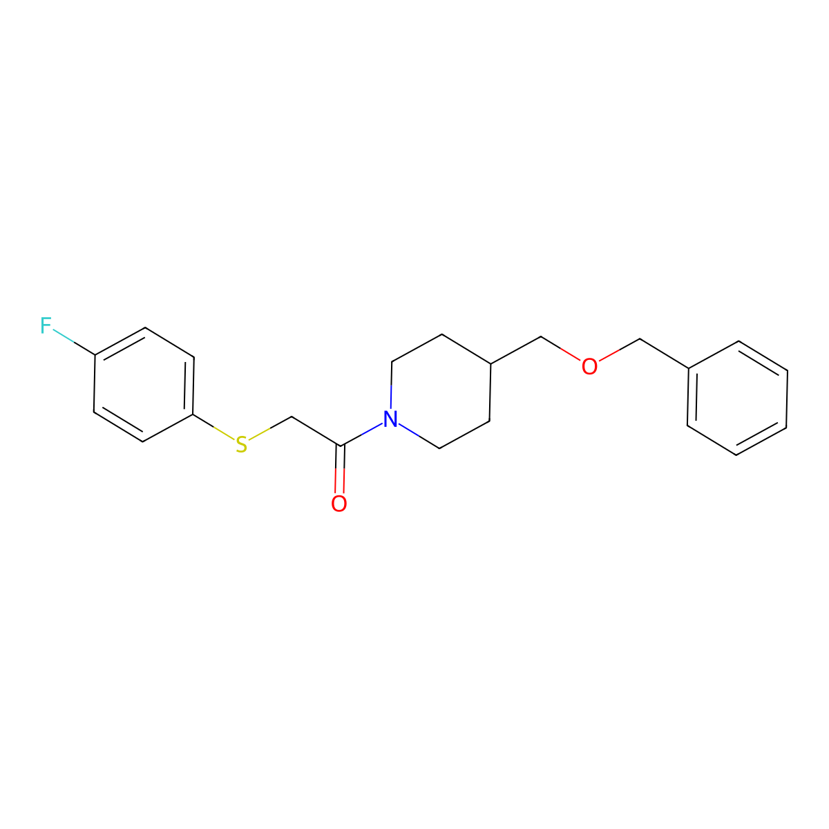 1-(4-((Benzyloxy)methyl)piperidin-1-yl)-2-((4-fluorophenyl)thio)ethanone molecular structure, CAS 1251645-11-0