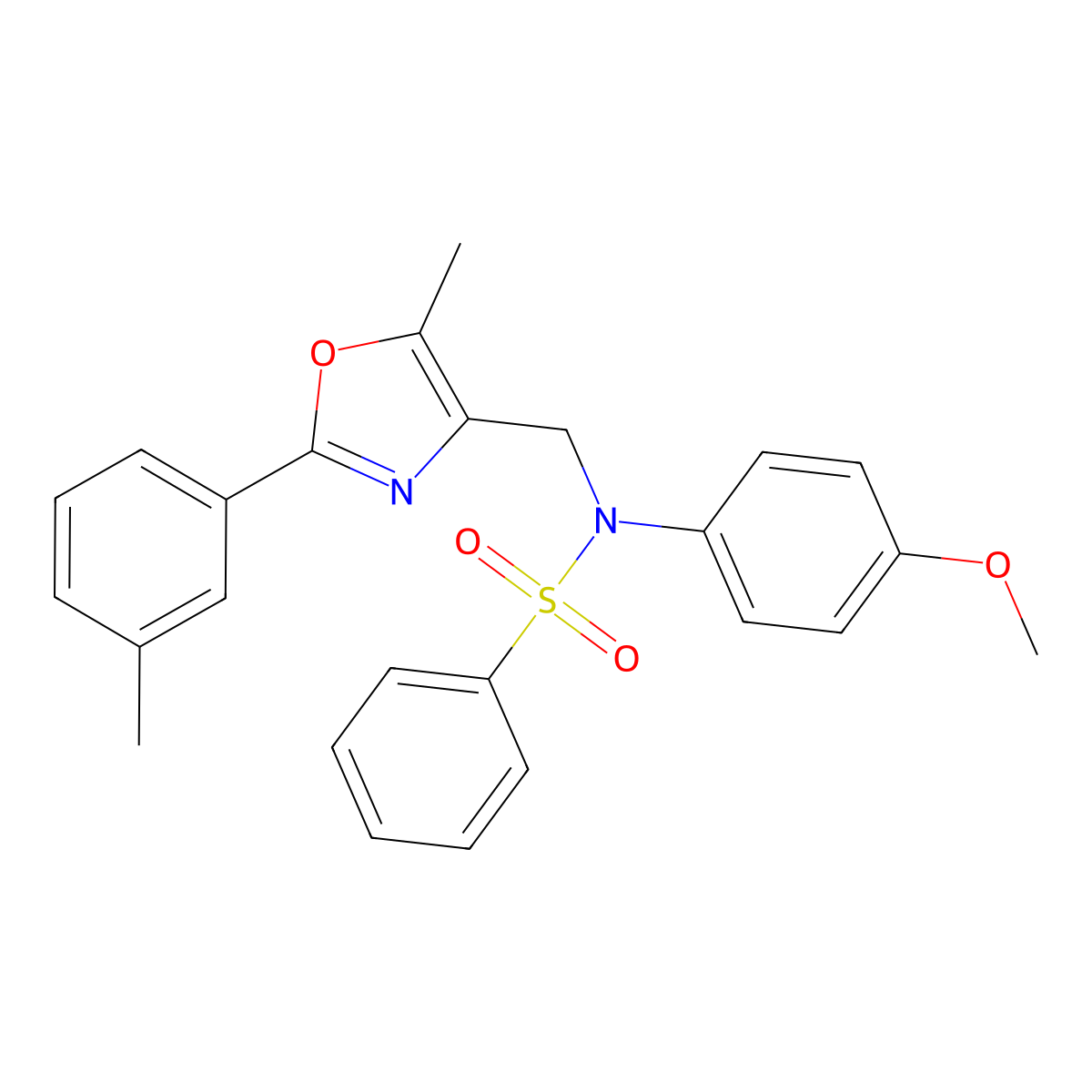 N-(4-methoxyphenyl)-N-{[5-methyl-2-(3-methylphenyl)-1,3-oxazol-4-yl]methyl}benzenesulfonamide molecular structure, CAS 1251645-45-0