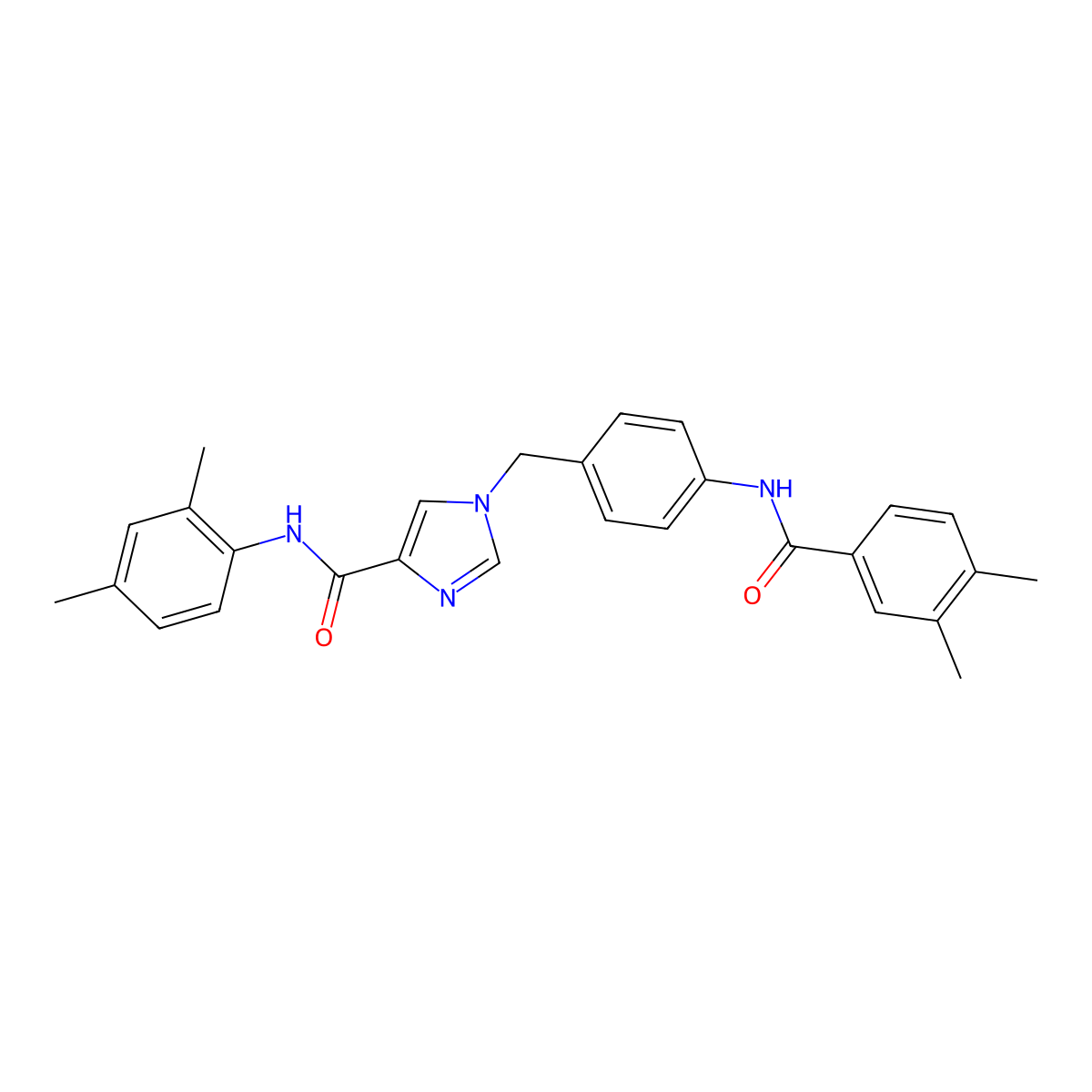 1-{[4-(3,4-dimethylbenzamido)phenyl]methyl}-N-(2,4-dimethylphenyl)-1H-imidazole-4-carboxamide molecular structure, CAS 1251645-47-2
