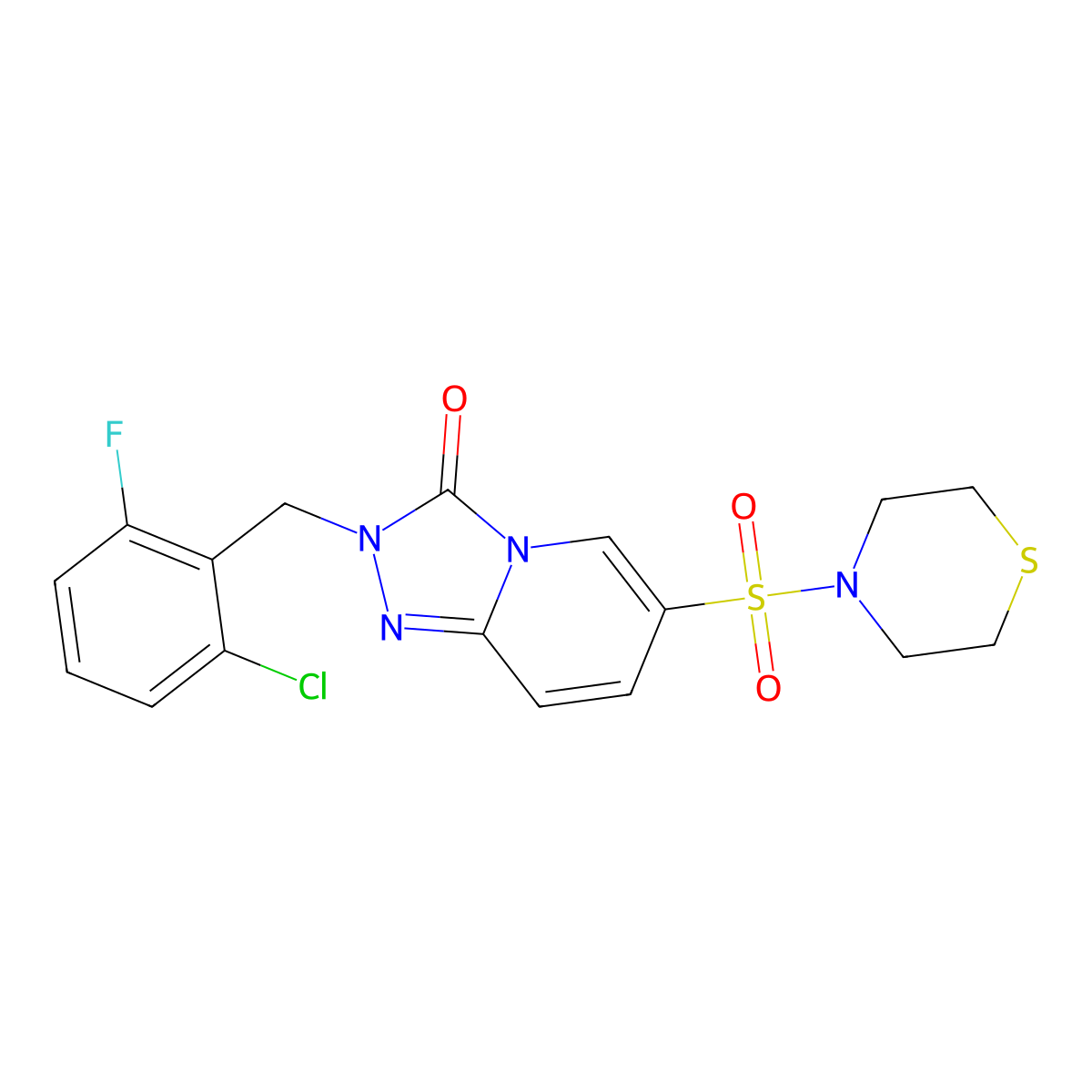 2-(2-chloro-6-fluorobenzyl)-6-(thiomorpholinosulfonyl)-[1,2,4]triazolo[4,3-a]pyridin-3(2H)-one molecular structure, CAS 1251648-05-1