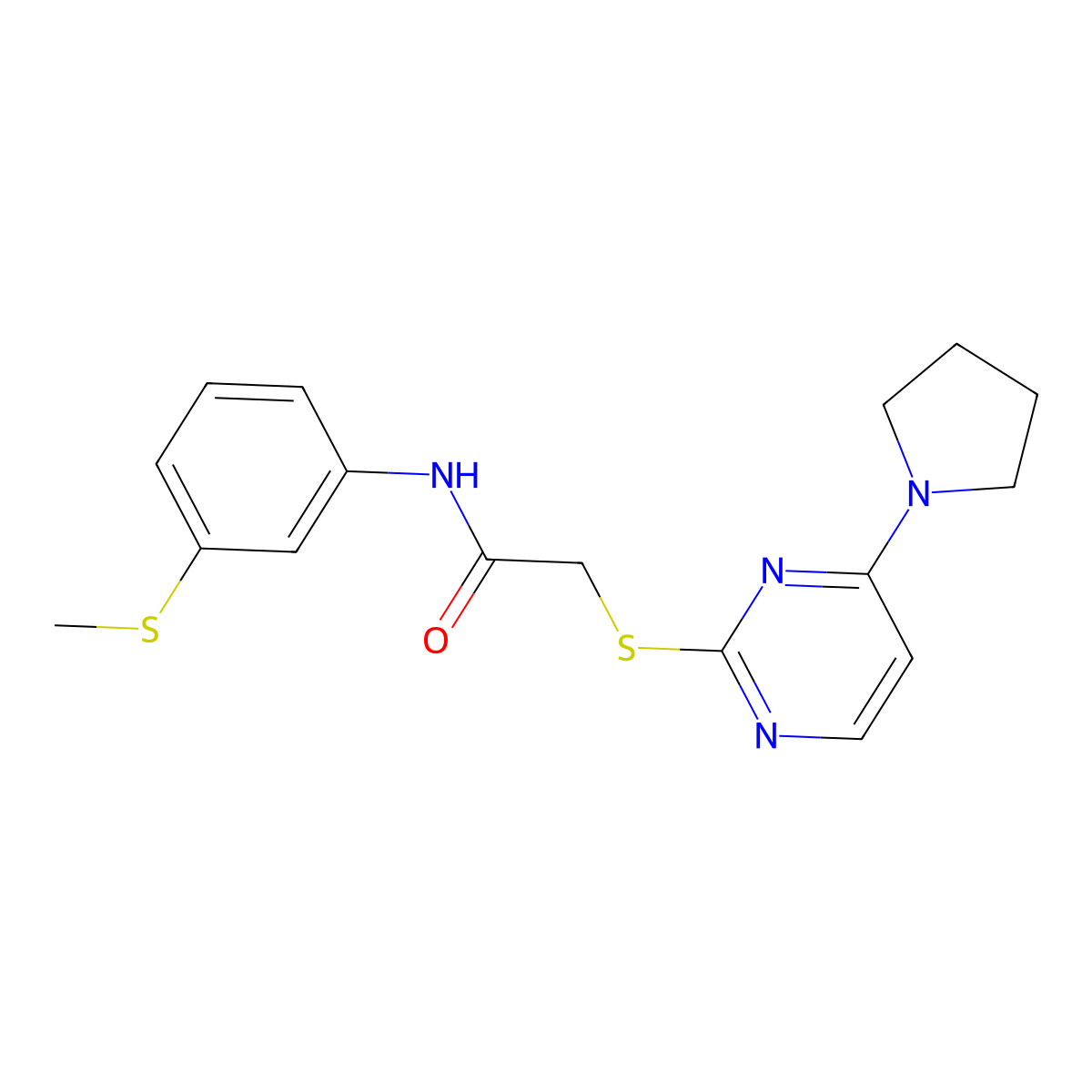 N-(3-(methylthio)phenyl)-2-((4-(pyrrolidin-1-yl)pyrimidin-2-yl)thio)acetamide molecular structure, CAS 1251648-07-3
