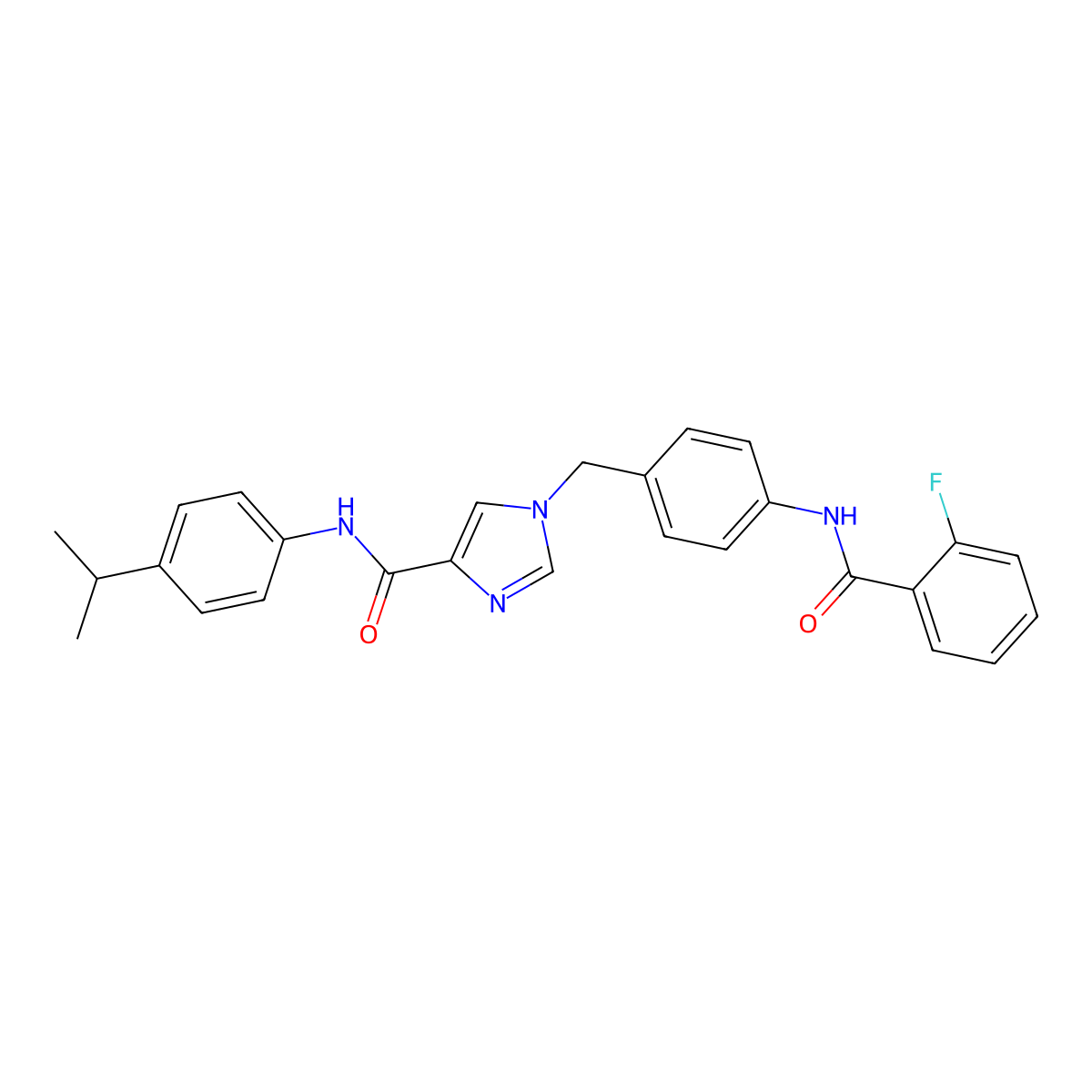 1-(4-(2-fluorobenzamido)benzyl)-N-(4-isopropylphenyl)-1H-imidazole-4-carboxamide molecular structure, CAS 1251649-16-7