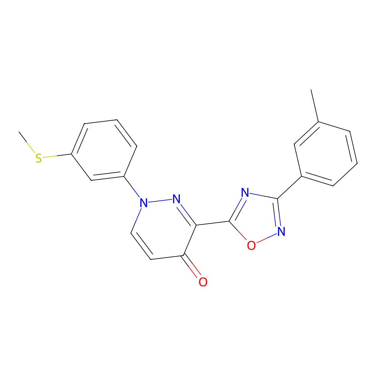 3-[3-(3-Methylphenyl)-1,2,4-oxadiazol-5-yl]-1-[3-(methylsulfanyl)phenyl]-1,4-dihydropyridazin-4-one molecular structure, CAS 1251649-30-5