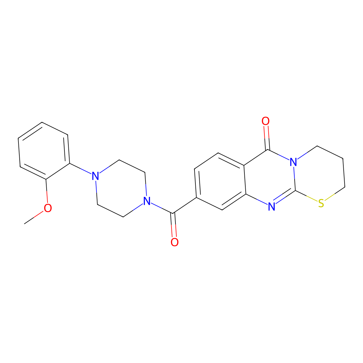 9-(4-(2-methoxyphenyl)piperazine-1-carbonyl)-3,4-dihydro-[1,3]thiazino[2,3-b]quinazolin-6(2H)-one molecular structure, CAS 1251649-74-7