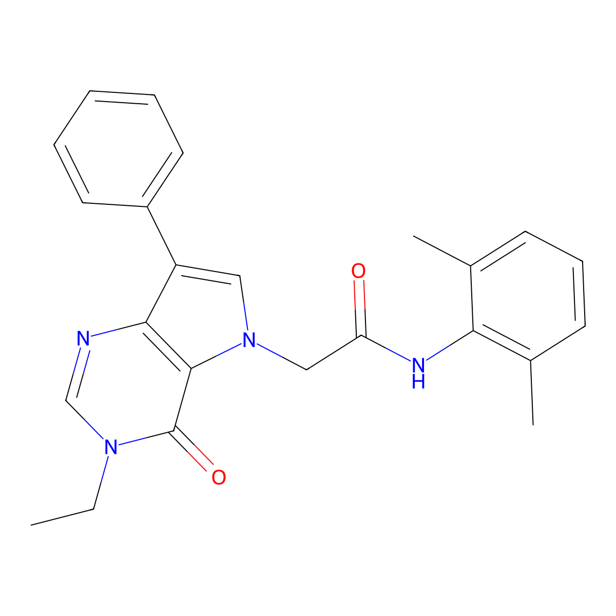 N-(2,6-dimethylphenyl)-2-(3-ethyl-4-oxo-7-phenyl-3,4-dihydro-5H-pyrrolo[3,2-d]pyrimidin-5-yl)acetamide molecular structure, CAS 1251650-22-2