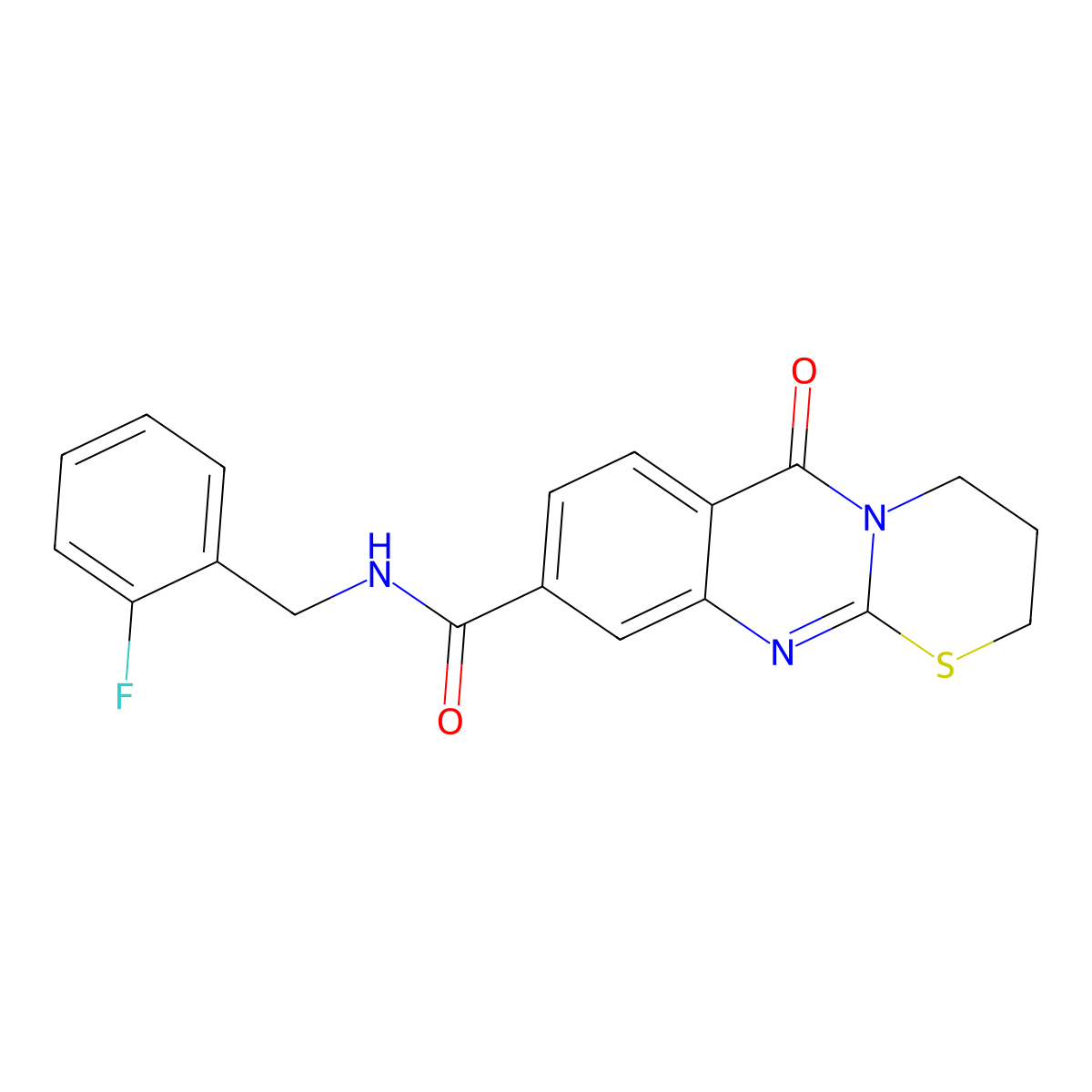 N-(2-fluorobenzyl)-6-oxo-2,3,4,6-tetrahydro-[1,3]thiazino[2,3-b]quinazoline-9-carboxamide molecular structure, CAS 1251652-11-5