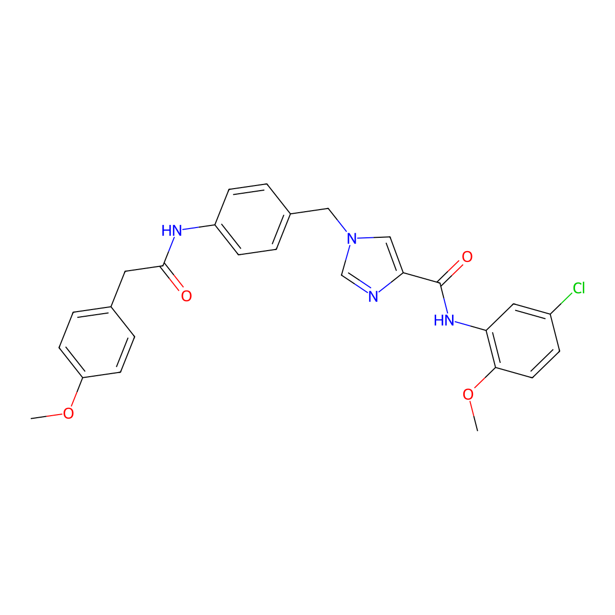 N-(5-chloro-2-methoxyphenyl)-1-(4-(2-(4-methoxyphenyl)acetamido)benzyl)-1H-imidazole-4-carboxamide molecular structure, CAS 1251652-76-2