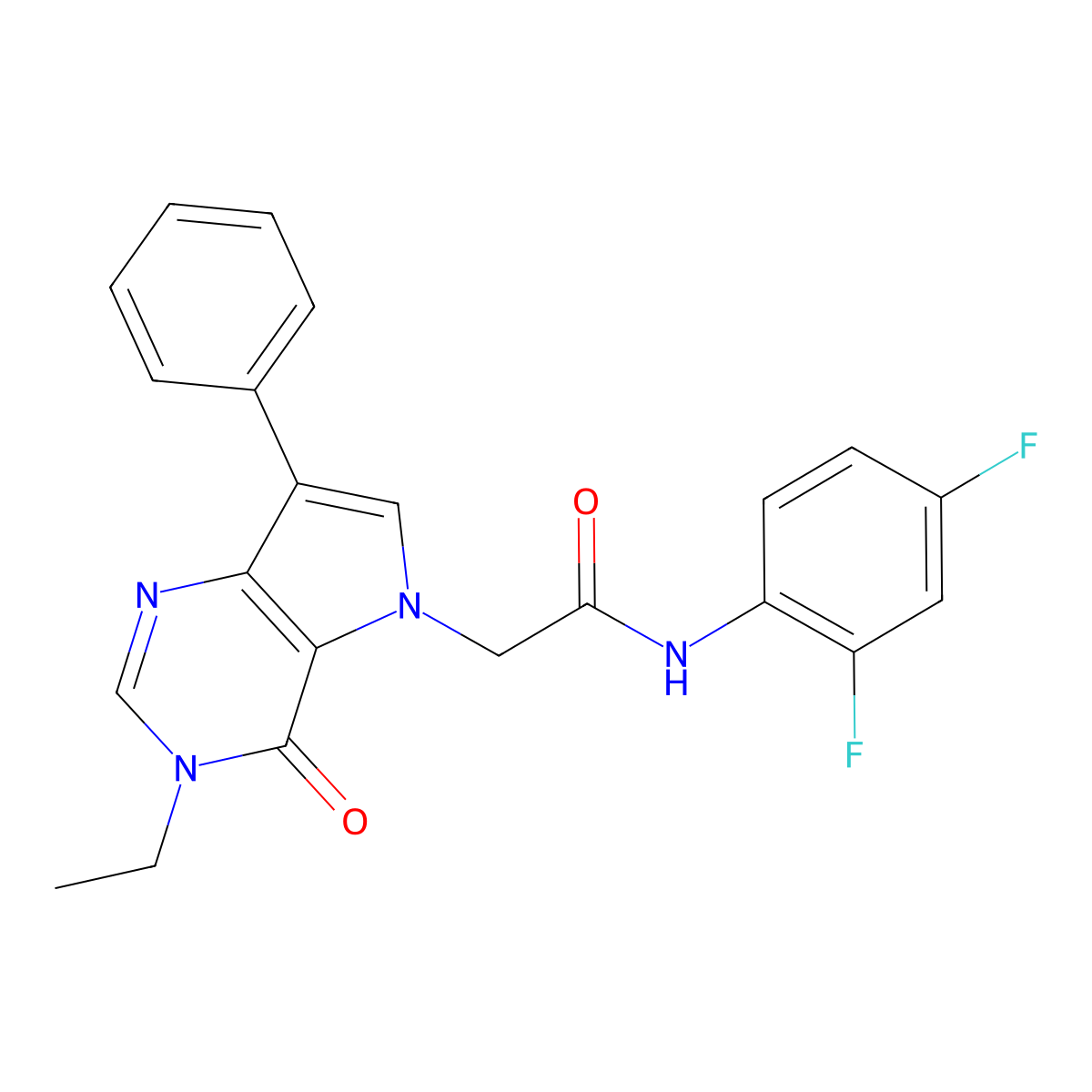 N-(2,4-difluorophenyl)-2-(3-ethyl-4-oxo-7-phenyl-3,4-dihydro-5H-pyrrolo[3,2-d]pyrimidin-5-yl)acetamide molecular structure, CAS 1251653-13-0